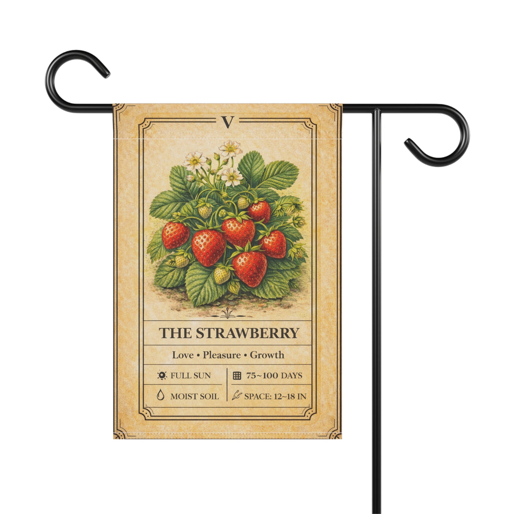 Vintage Strawberry Botanical Garden Flag | House Banner, Plant Care Art