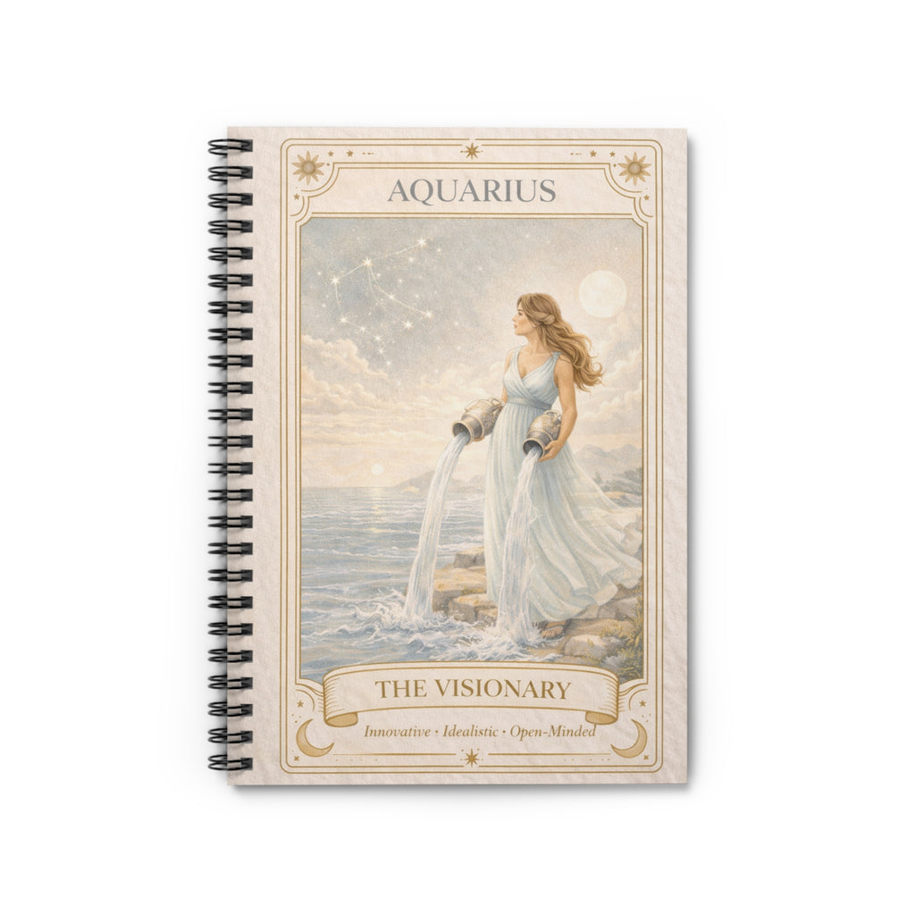 Aquarius Zodiac Spiral Notebook — "The Visionary" Ruled Journal