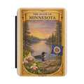 The State of Minnesota scenic lakeside design Kindle Case | Minnesota flag, loon, lady's slipper