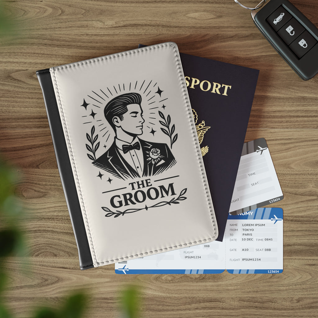 The Groom Illustration Passport Cover | Wedding Groom Travel Accessory