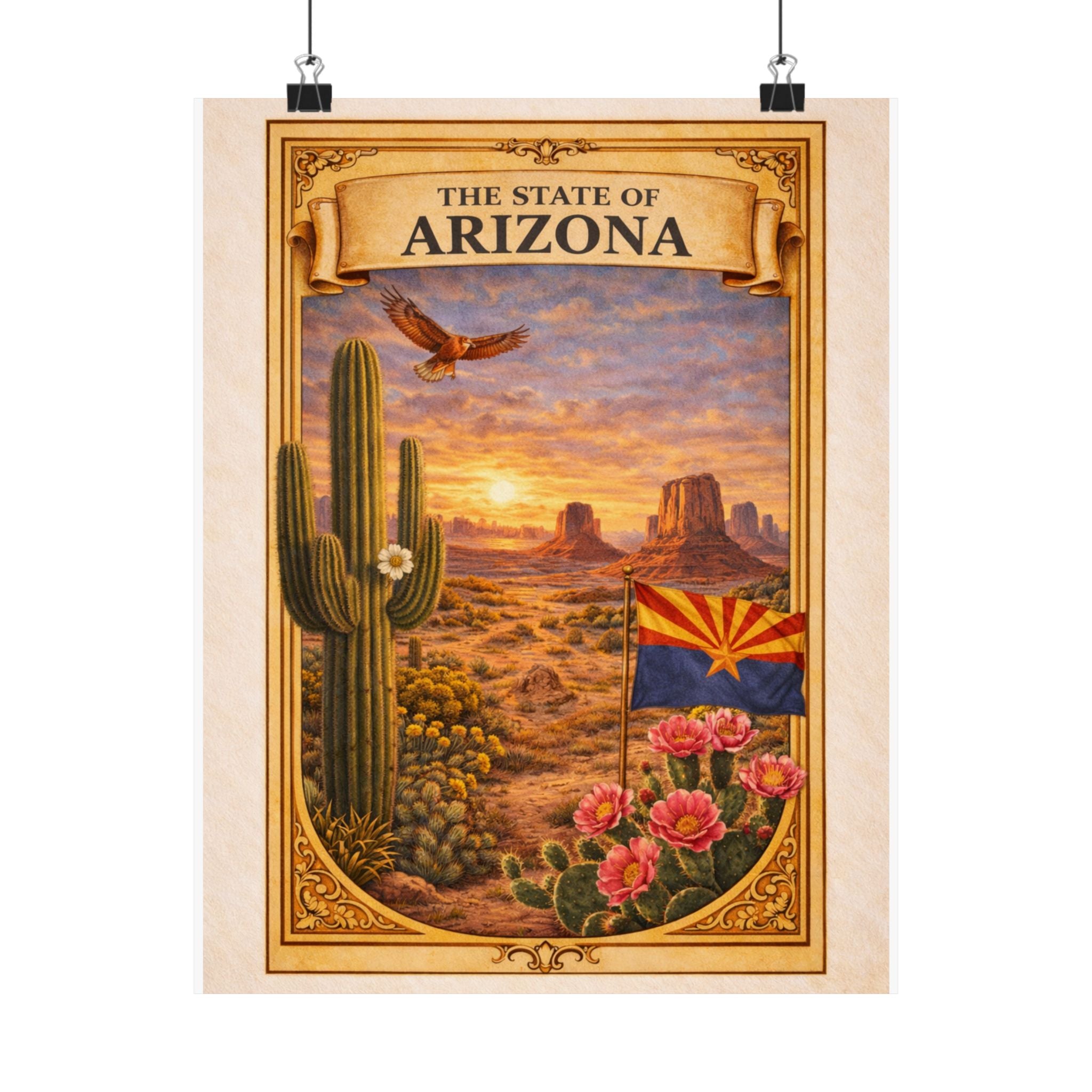 Arizona Poster - Arizona Wall Art - Arizona Decor - State Poster - Arizona Gift - Desert Wall Art - Vintage Style Poster