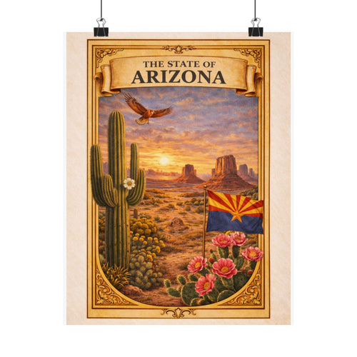 Arizona Poster - Arizona Wall Art - Arizona Decor - State Poster - Arizona Gift - Desert Wall Art - Vintage Style Poster