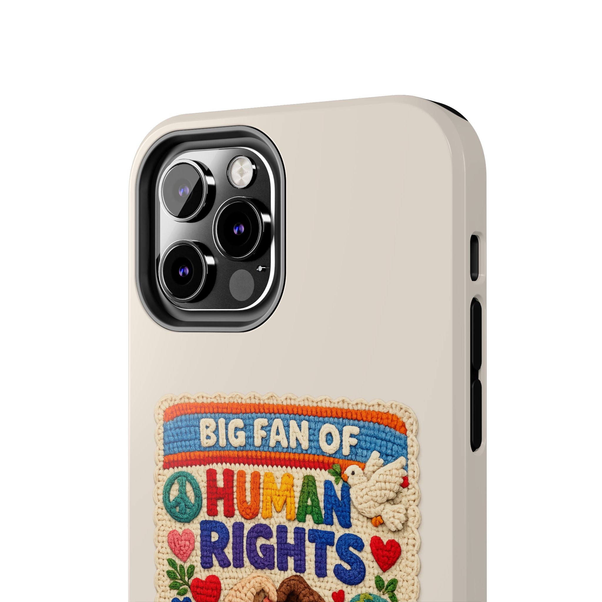 Big Fan of Human Rights Phone Case - Crochet Style Phone Case - Cute Activist Phone Case - Aesthetic Phone Case - Gift for Her