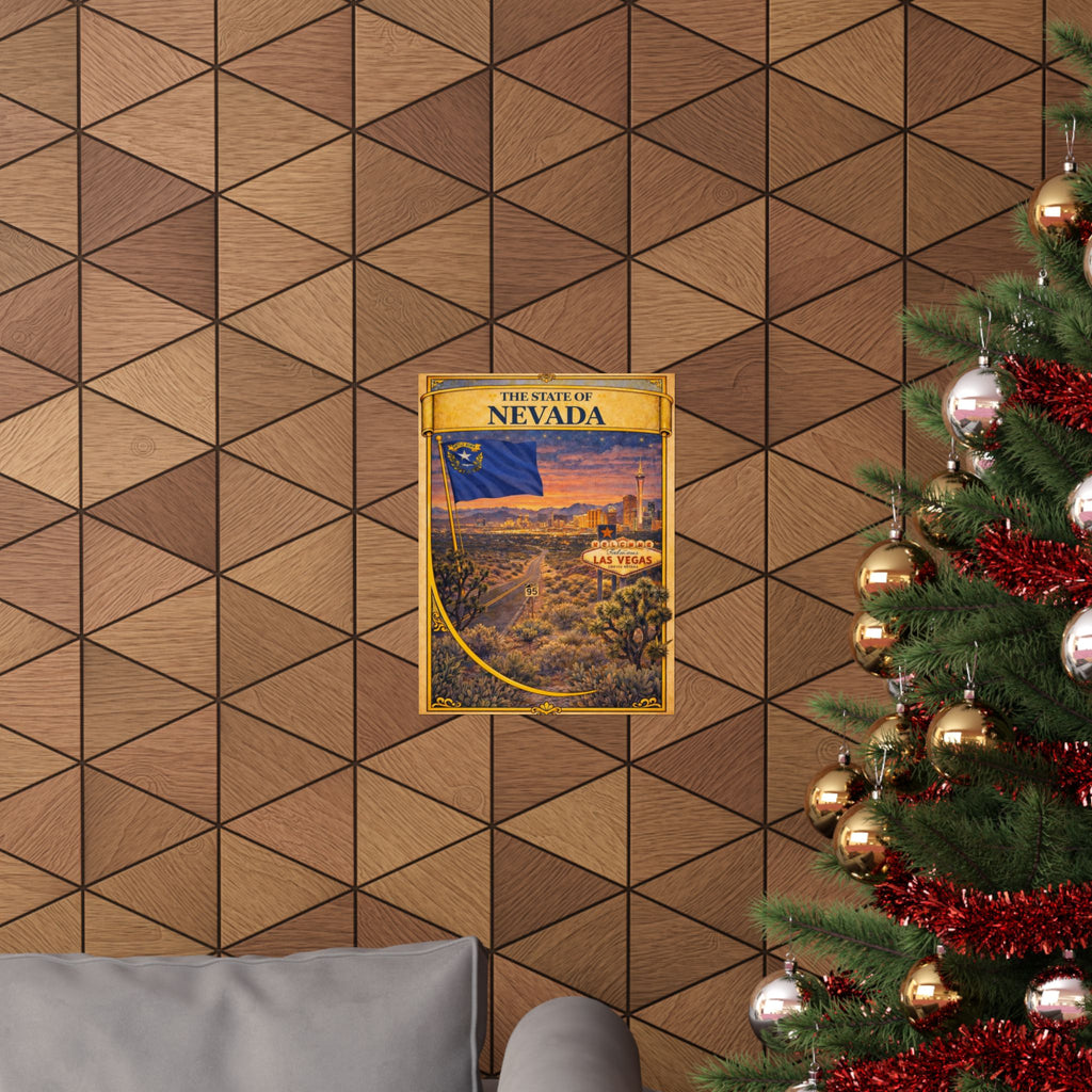 Nevada Vintage Travel Poster Matte Vertical Poster | Las Vegas State Flag