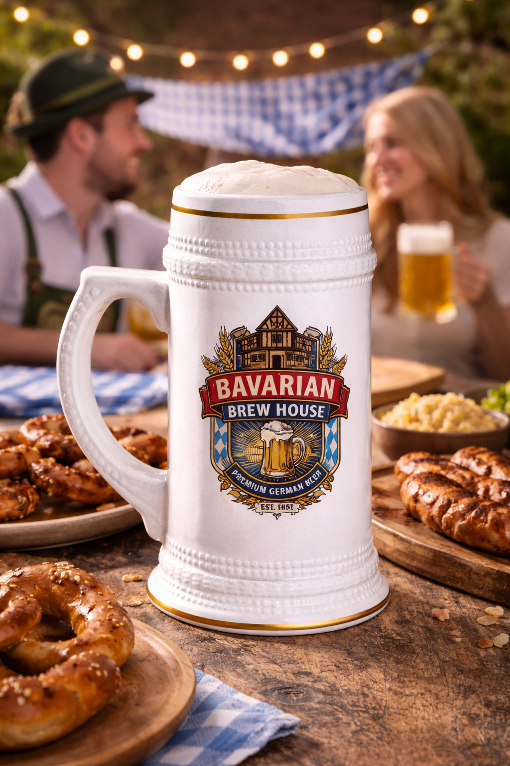 Bavarian Brew House Crest Beer Stein | Ceramic Oktoberfest Mug