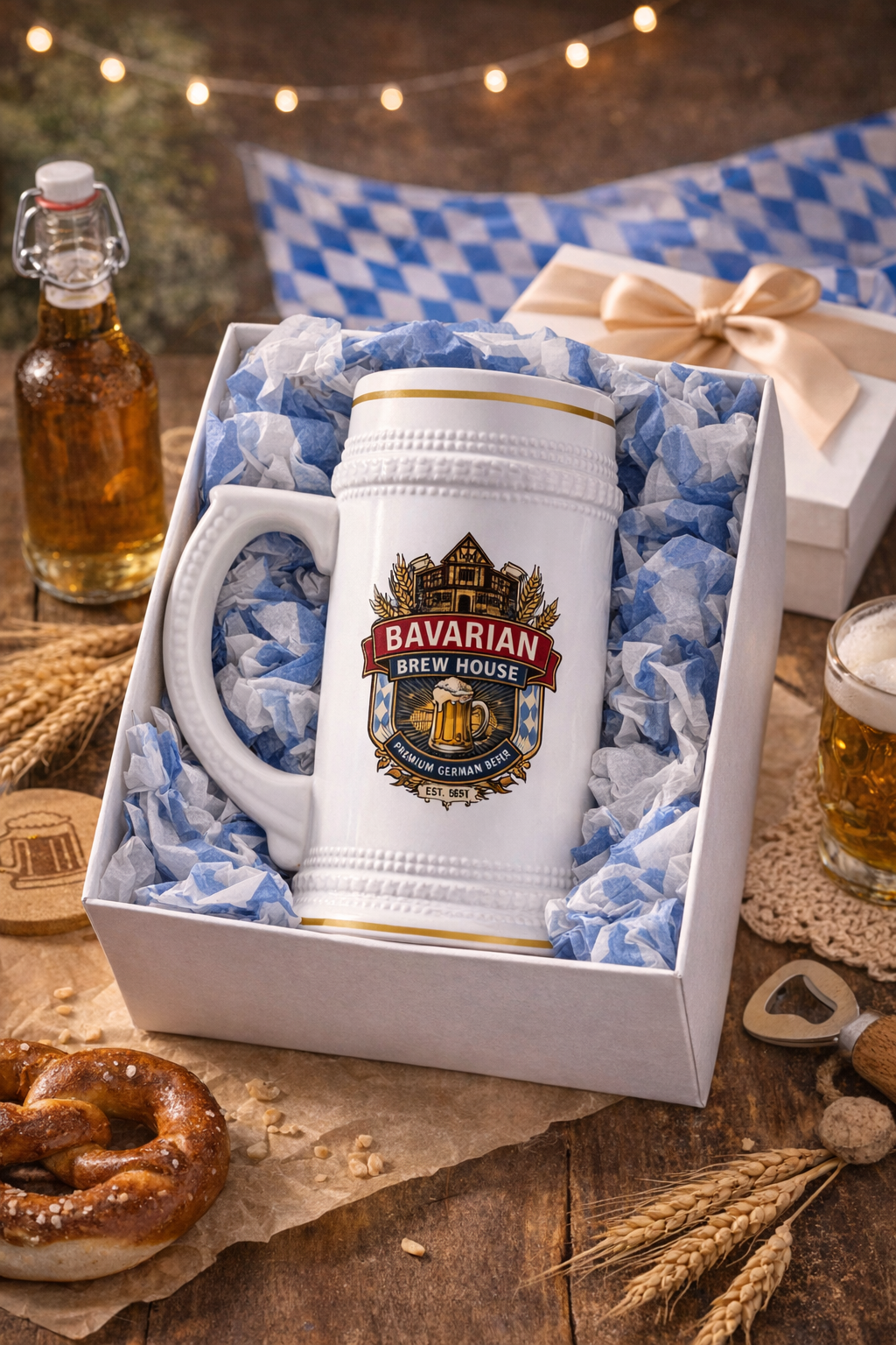 Bavarian Brew House Crest Beer Stein | Ceramic Oktoberfest Mug