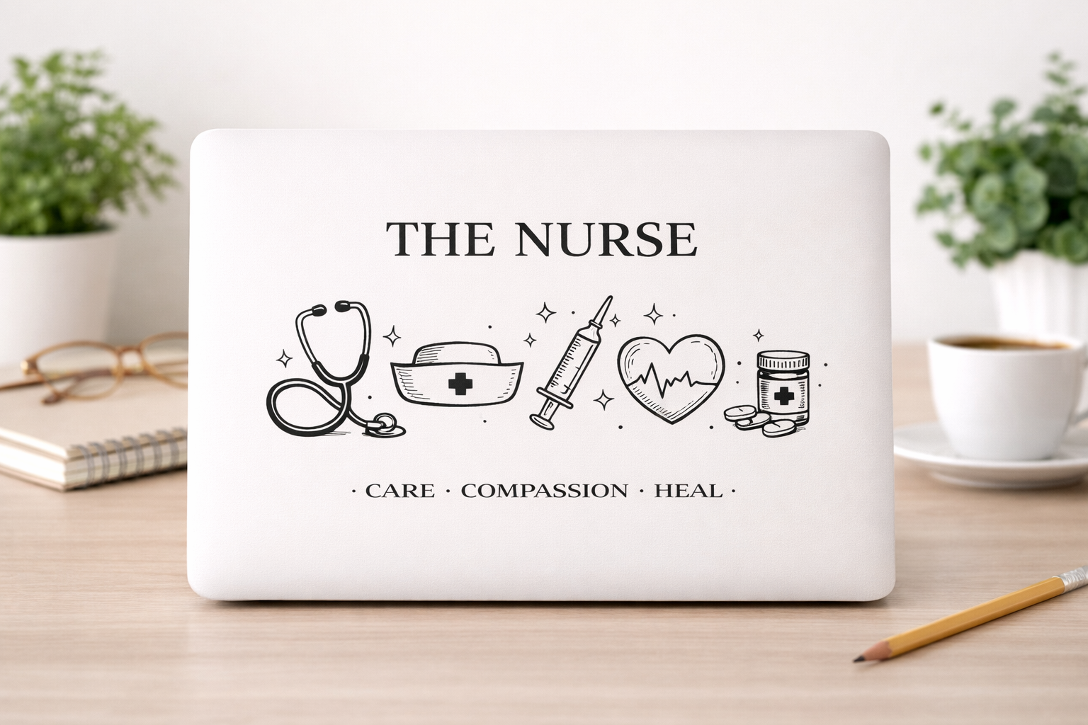 The Nurse MacBook Case | Stethoscope, Syringe, Nurse Cap, Heartbeat Design