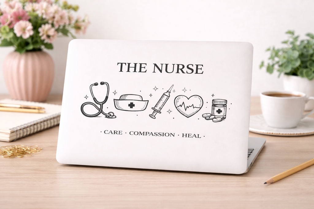 The Nurse MacBook Case | Stethoscope, Syringe, Nurse Cap, Heartbeat Design