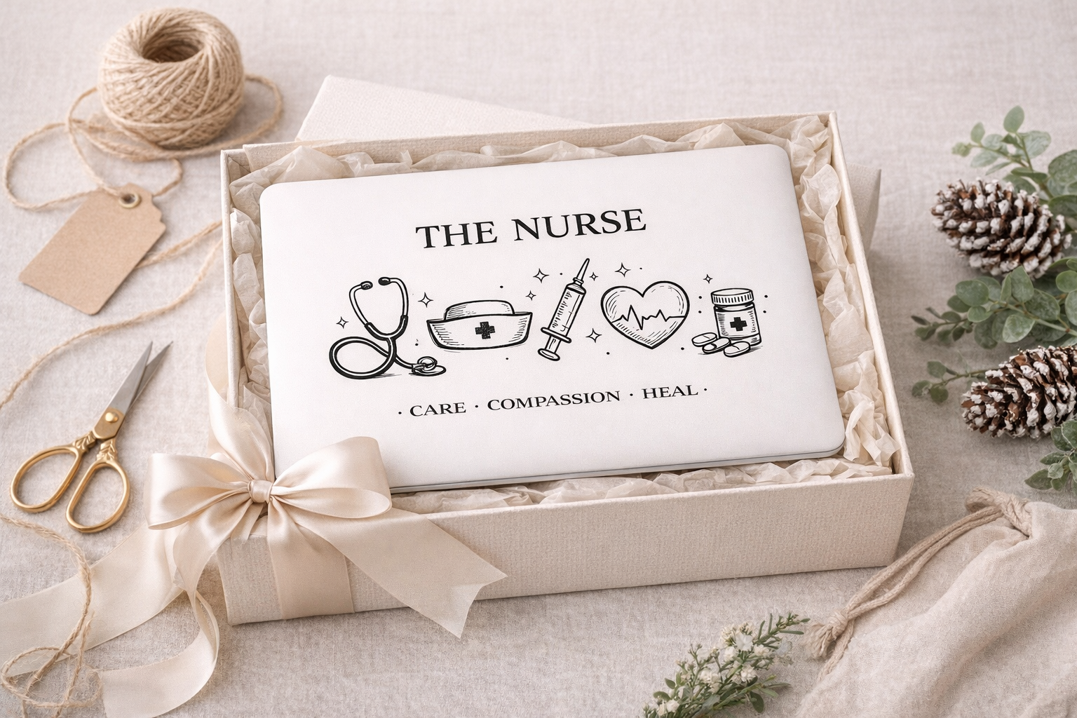 The Nurse MacBook Case | Stethoscope, Syringe, Nurse Cap, Heartbeat Design