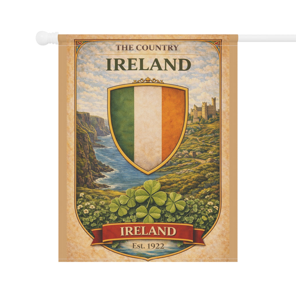 Ireland Shield Garden Flag | Garden Banner, Irish Crest, Shamrock Decor