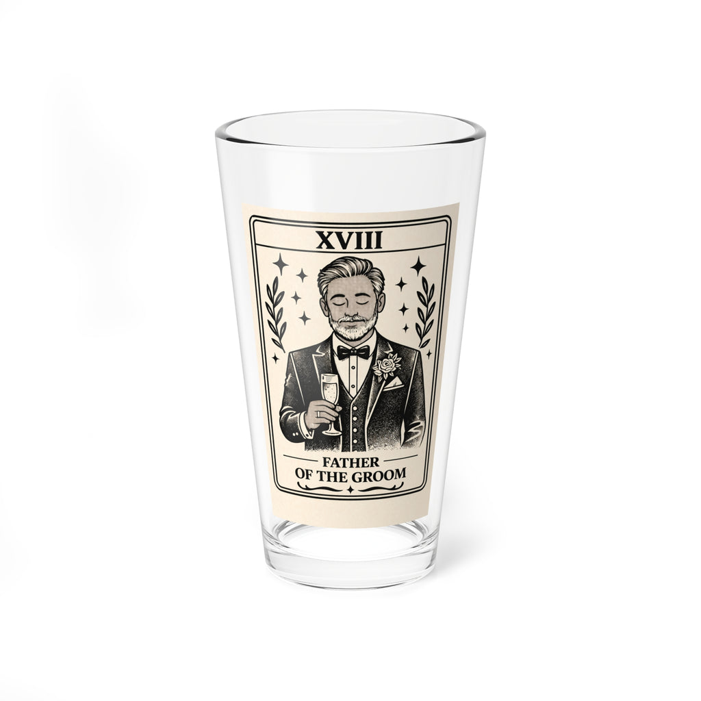 Father of the Groom Mixing Glass | 16oz Tarot Style Cocktail Glass