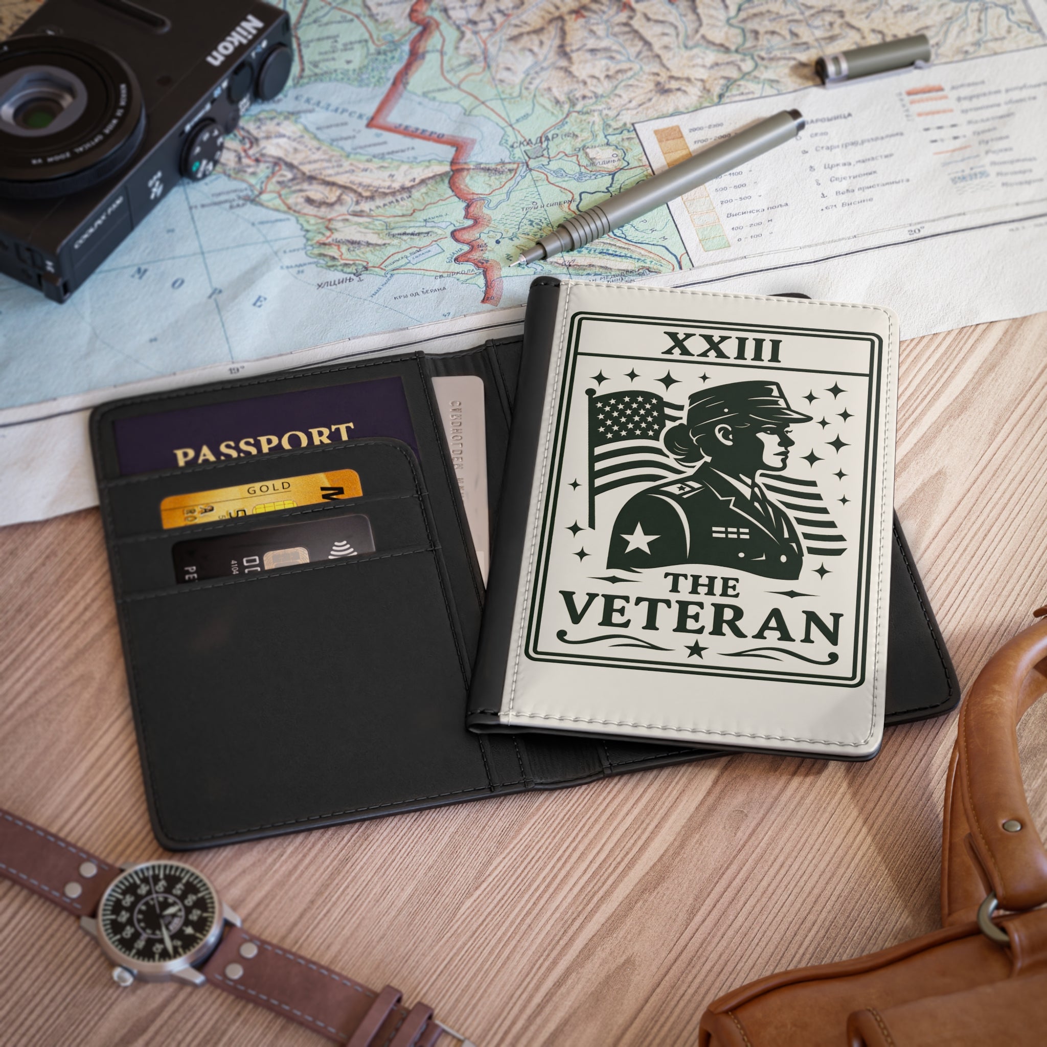 The Veteran illustration Passport Cover | Patriotic American flag design