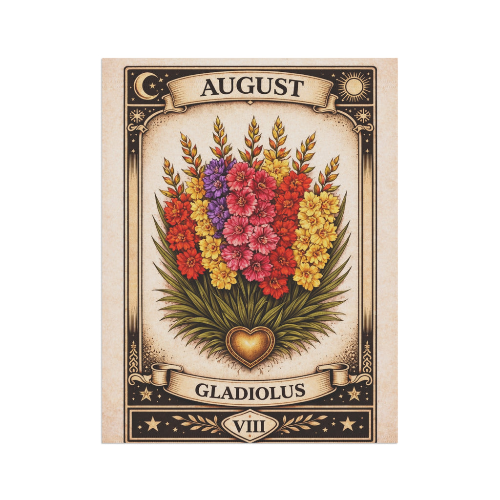 August Gladiolus Garden Flag | House Banner, Floral Birthday Month