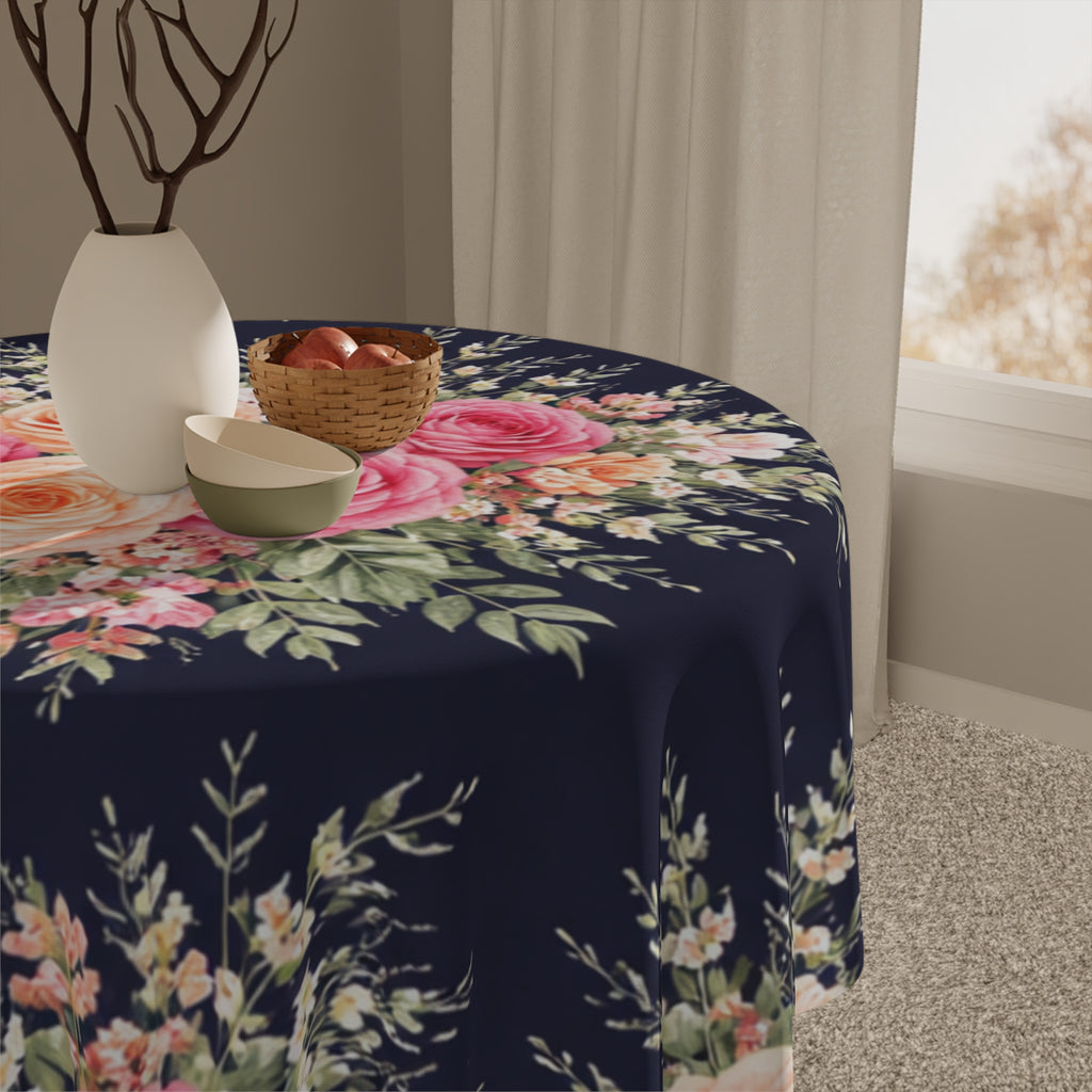 Vintage Pink Rose Bouquet Tablecloth | Floral Table Linen