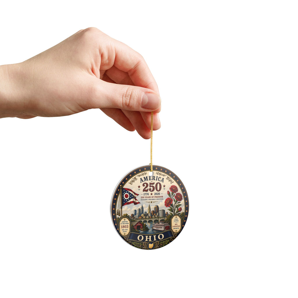Ohio 250th Anniversary Ceramic Ornament – America 1776–2026 Commemorative Decoration