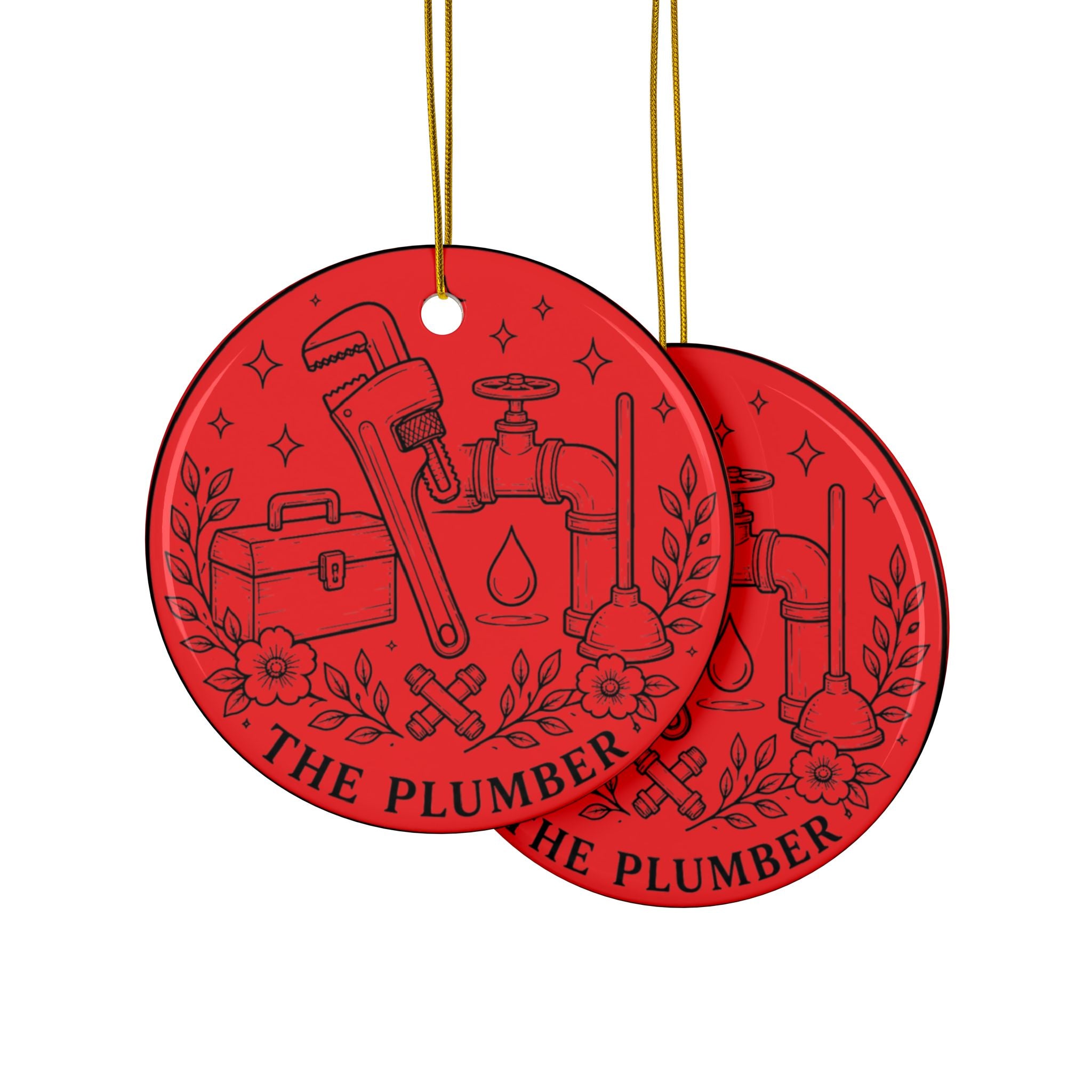 Plumber Tools Ornament Ceramic Ornament | Double-Sided Holiday Décor