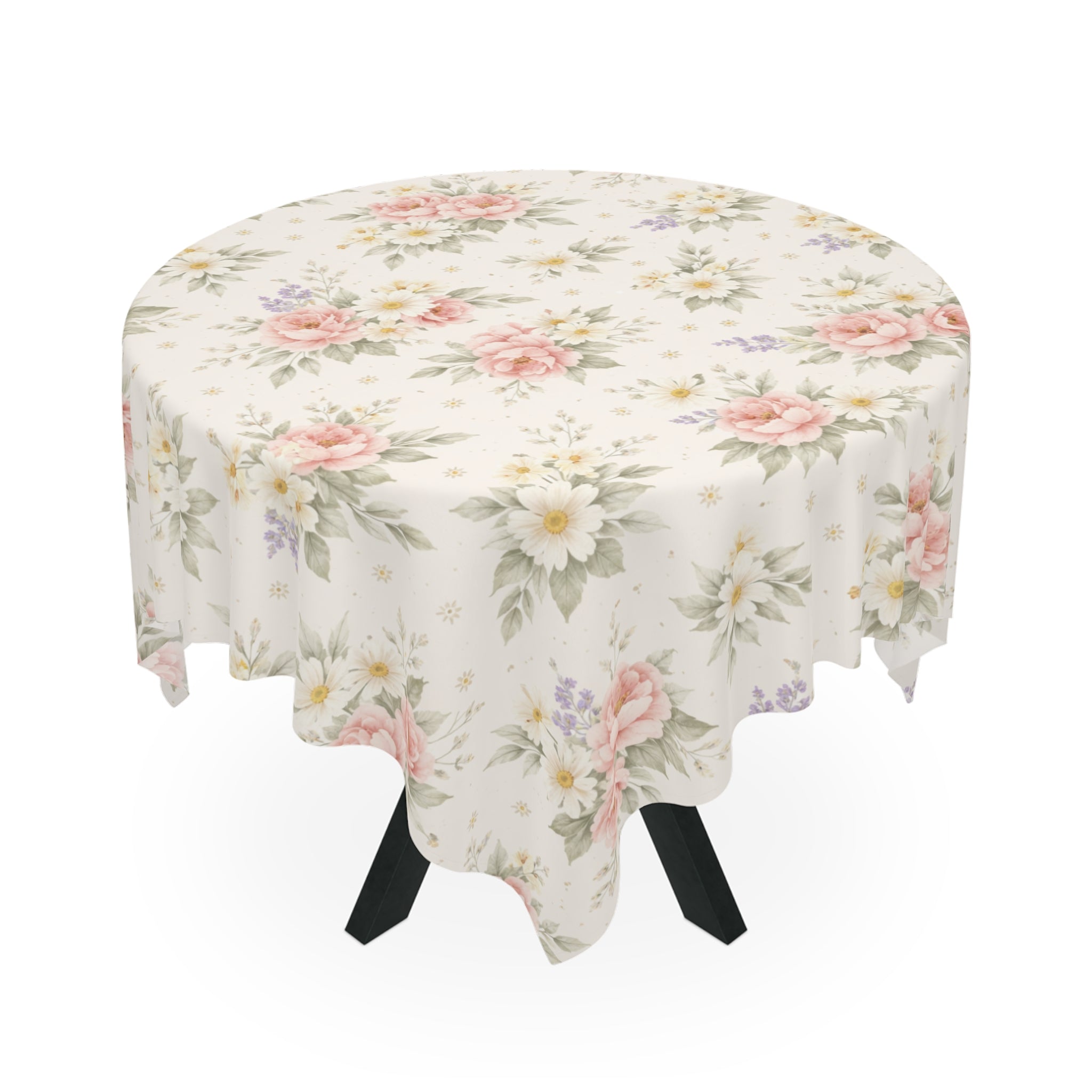 Vintage Pink Rose Bouquet Tablecloth | Cottagecore Floral Dining Decor