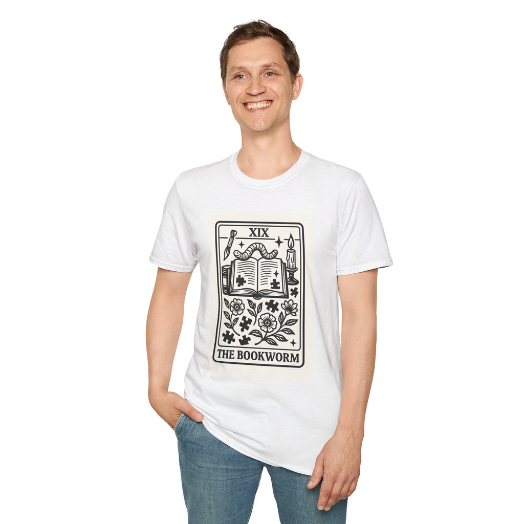 The Bookworm Tarot Card T-Shirt | Vintage Book Illustration, Reading Lover Tee