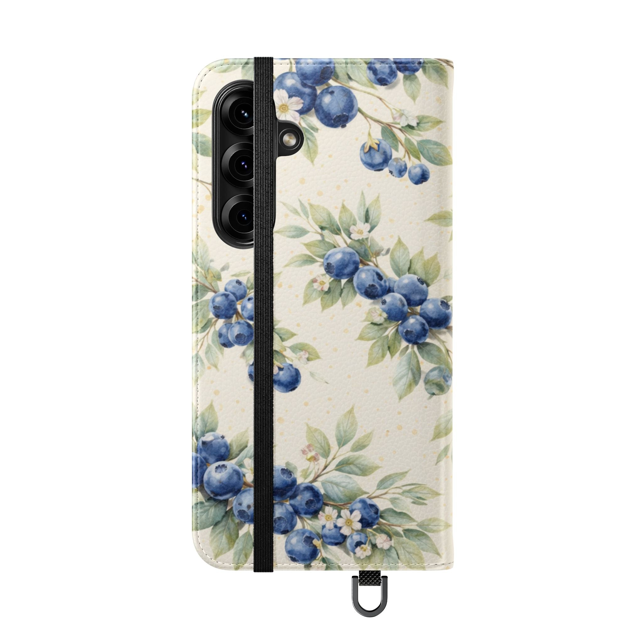 Blueberry Watercolor Pattern Flip Case | Phone Wallet, Card Slots