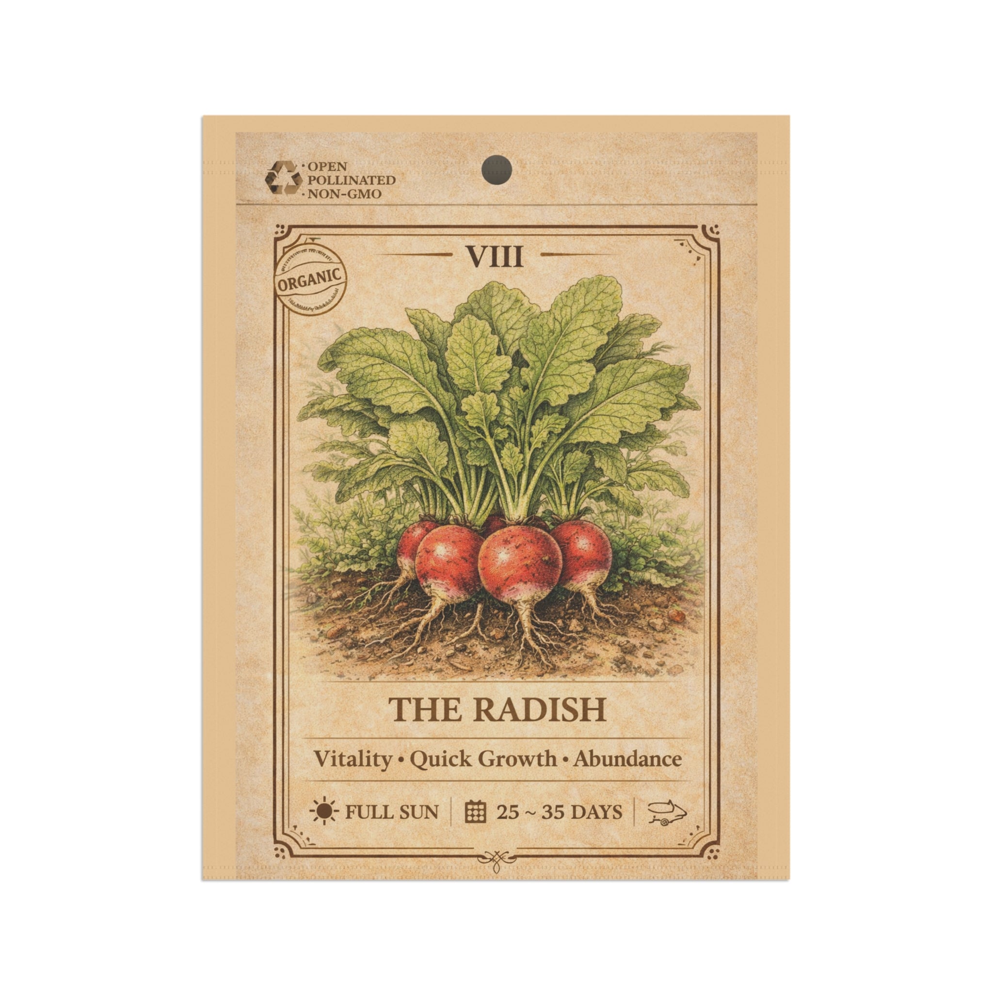 Vintage Radish Illustration Garden Flag | House Banner, Seed Packet Style