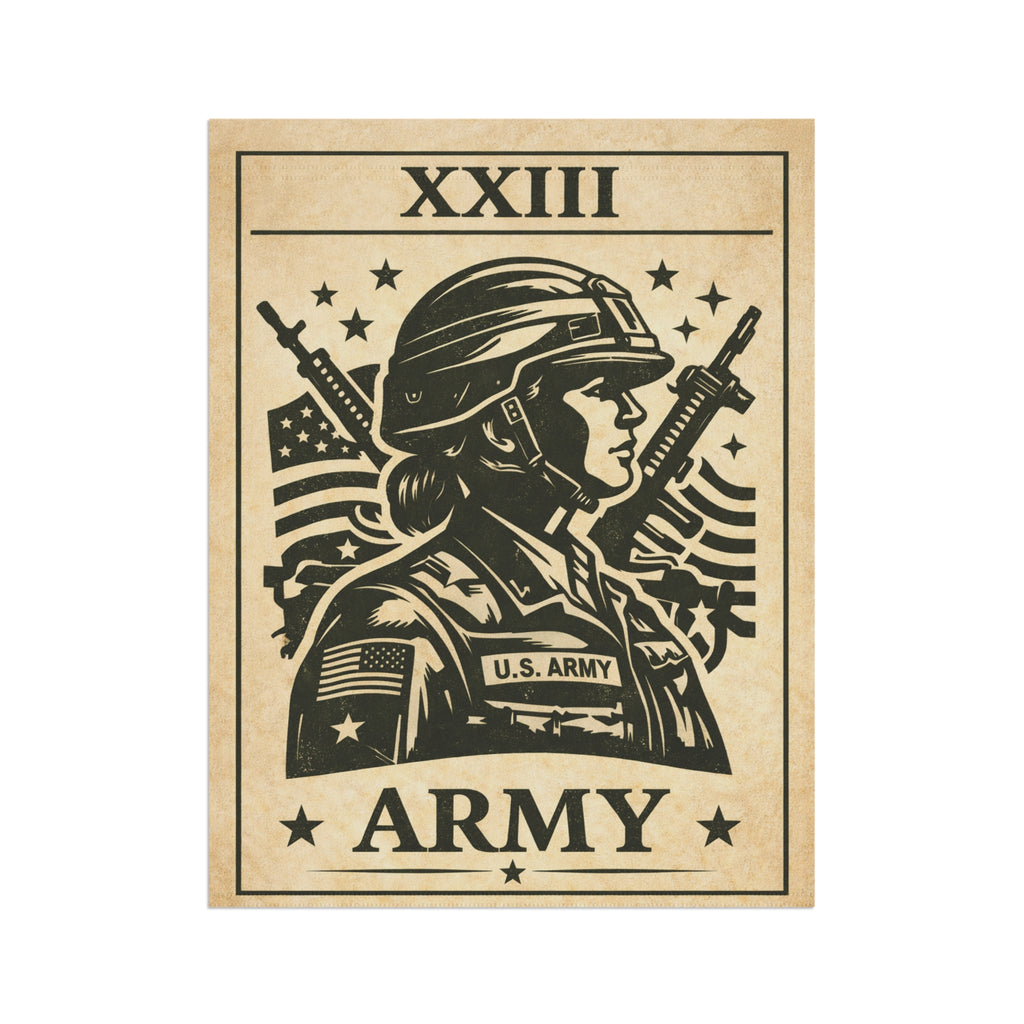 Army Soldier Illustration Garden & House Banner | Military Flag Yard Decor