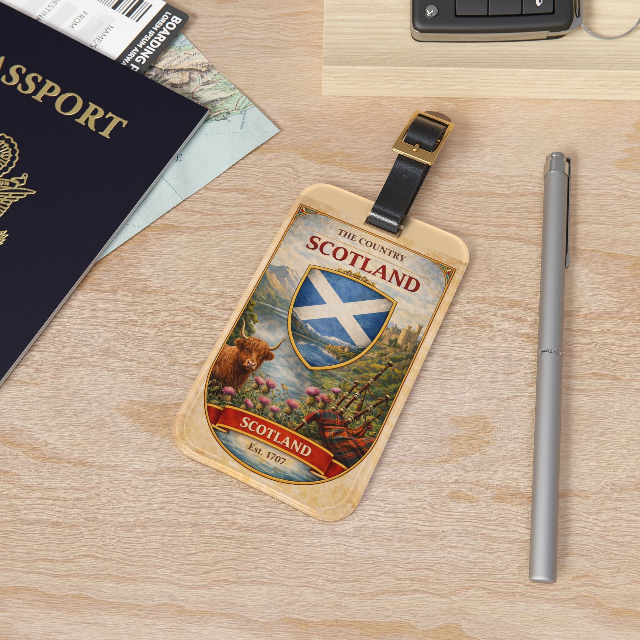 Scotland Crest Luggage Tag | Saltire Shield Travel ID