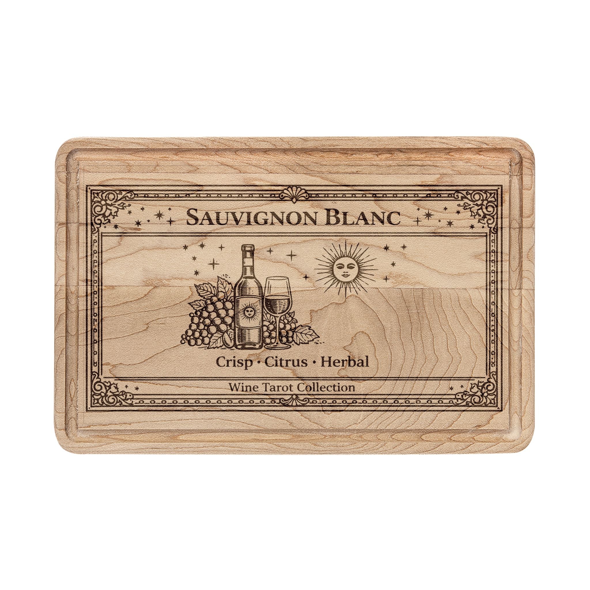 Sauvignon Blanc Engraved Cutting Board | Wine Tarot Design