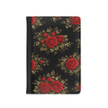 Red Rose Bouquet Passport Cover | Vintage Floral Pattern, Black Background