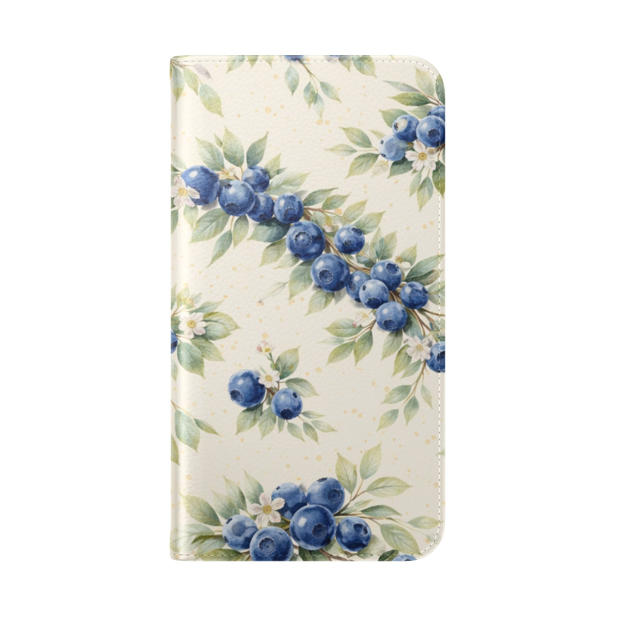Blueberry Watercolor Pattern Flip Case | Phone Wallet, Card Slots