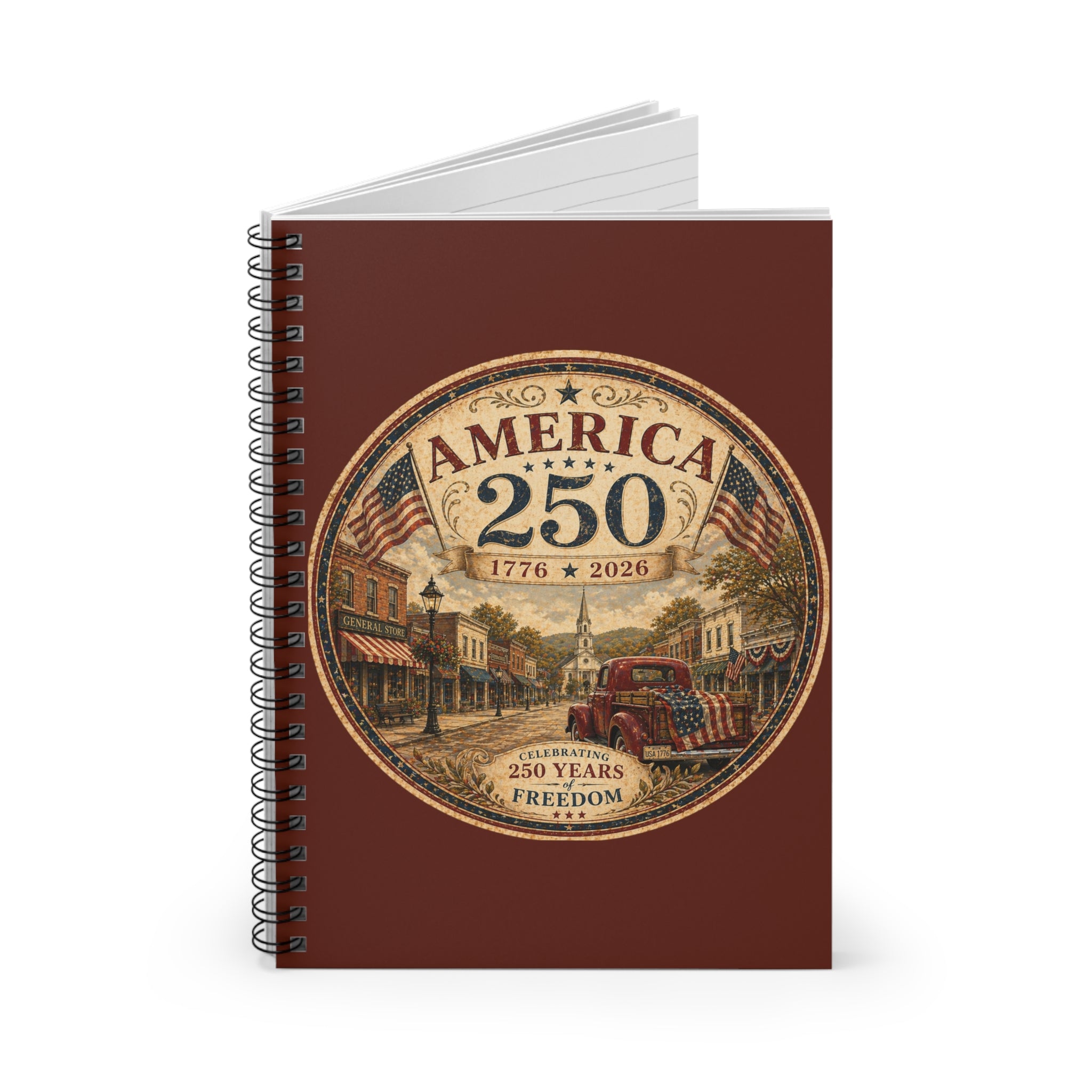 America 250 Anniversary 1776-2026 Notebook | Spiral Ruled Journal