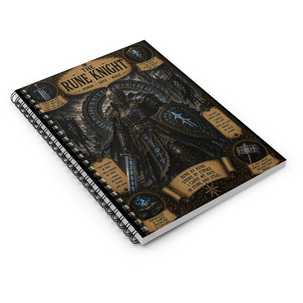 Rune Knight Illustration Spiral Notebook | Fantasy Armor, Magic Runes