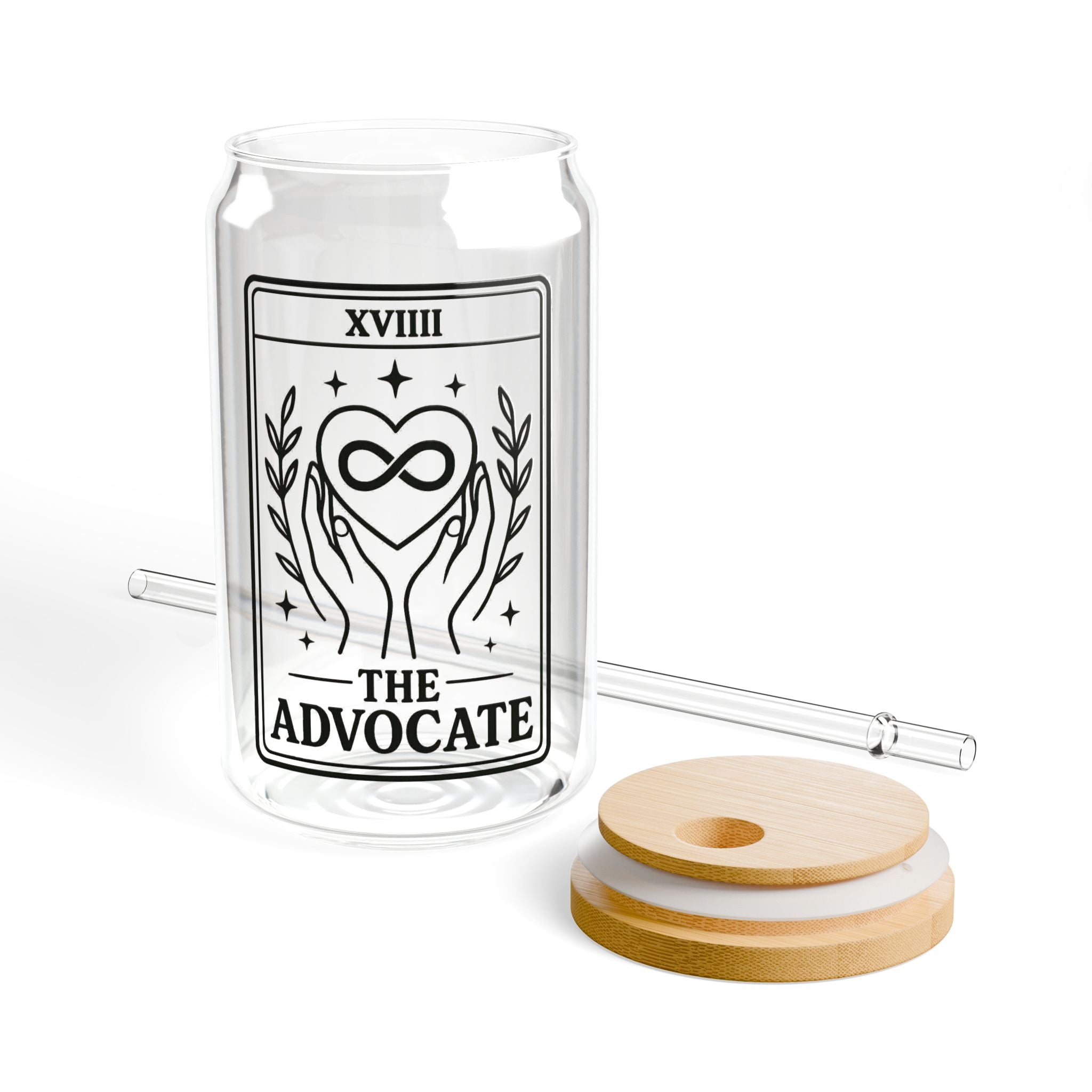 The Advocate Tarot Card Sipper Glass | 16oz
