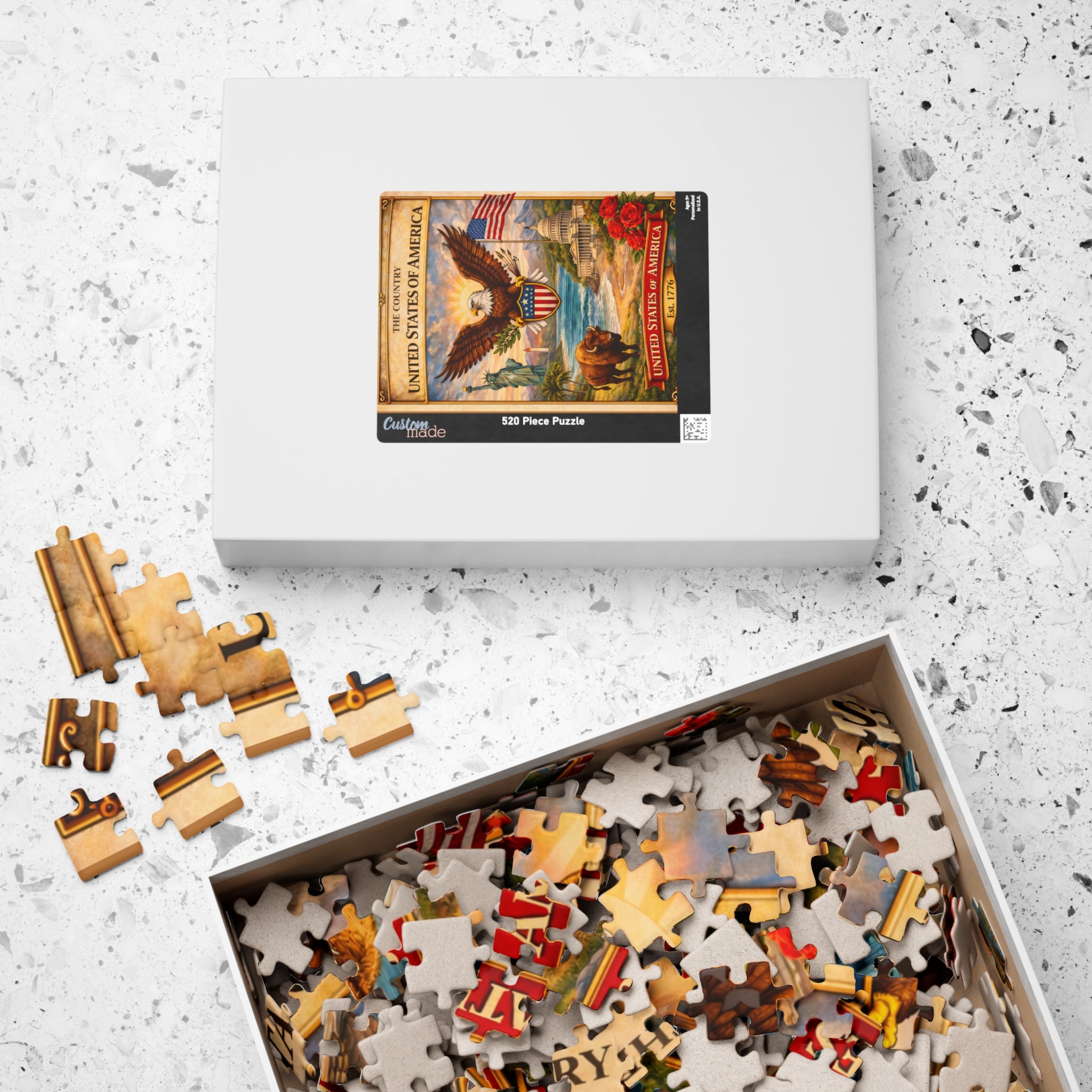 Patriotic Eagle & Landmarks Puzzle | United States of America 520 Piece