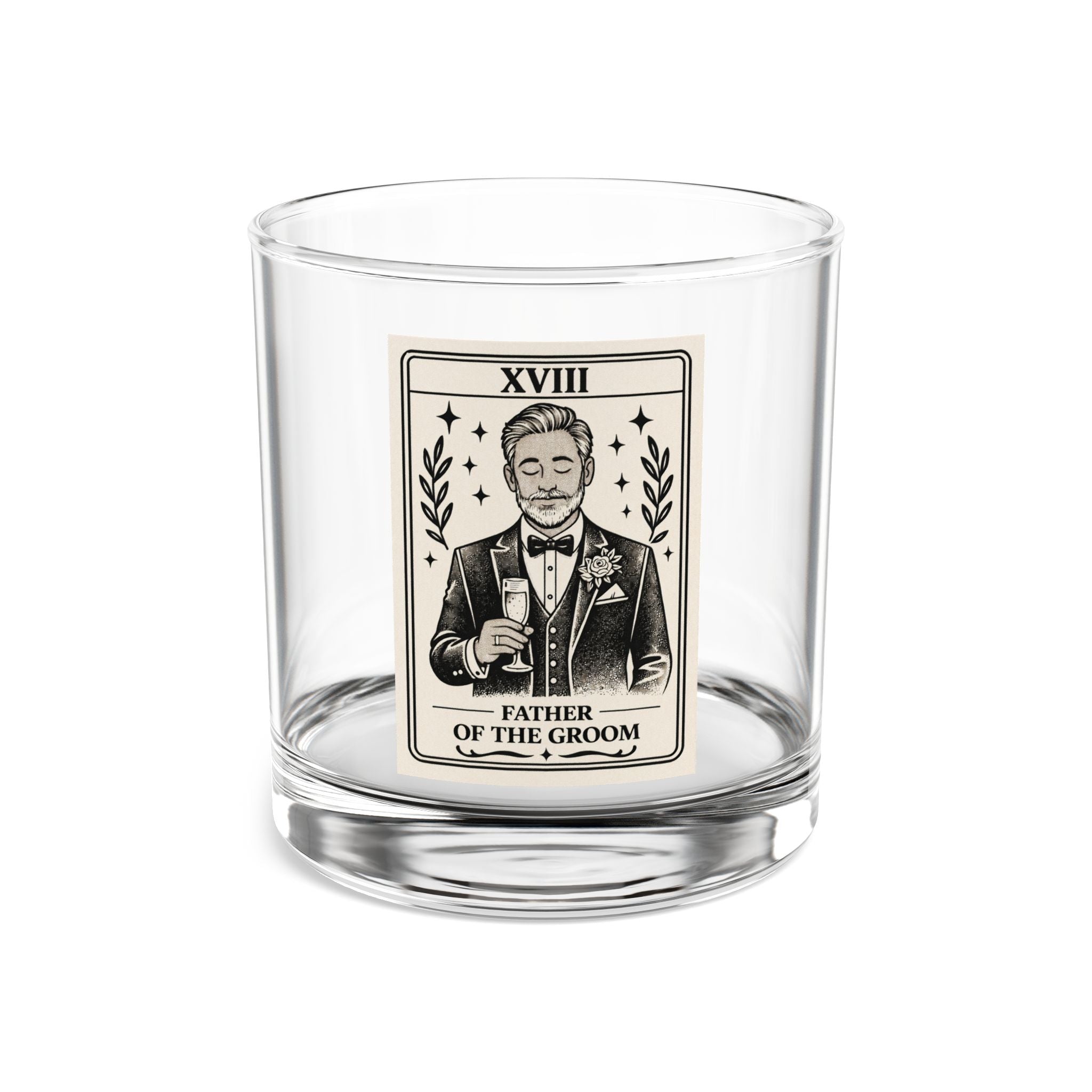 Father of the Groom Tarot Card Rocks Glass | 10oz Whiskey Glass