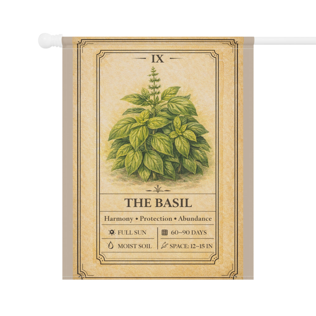 Basil Herb Illustration Garden Flag | Plant Info Banner