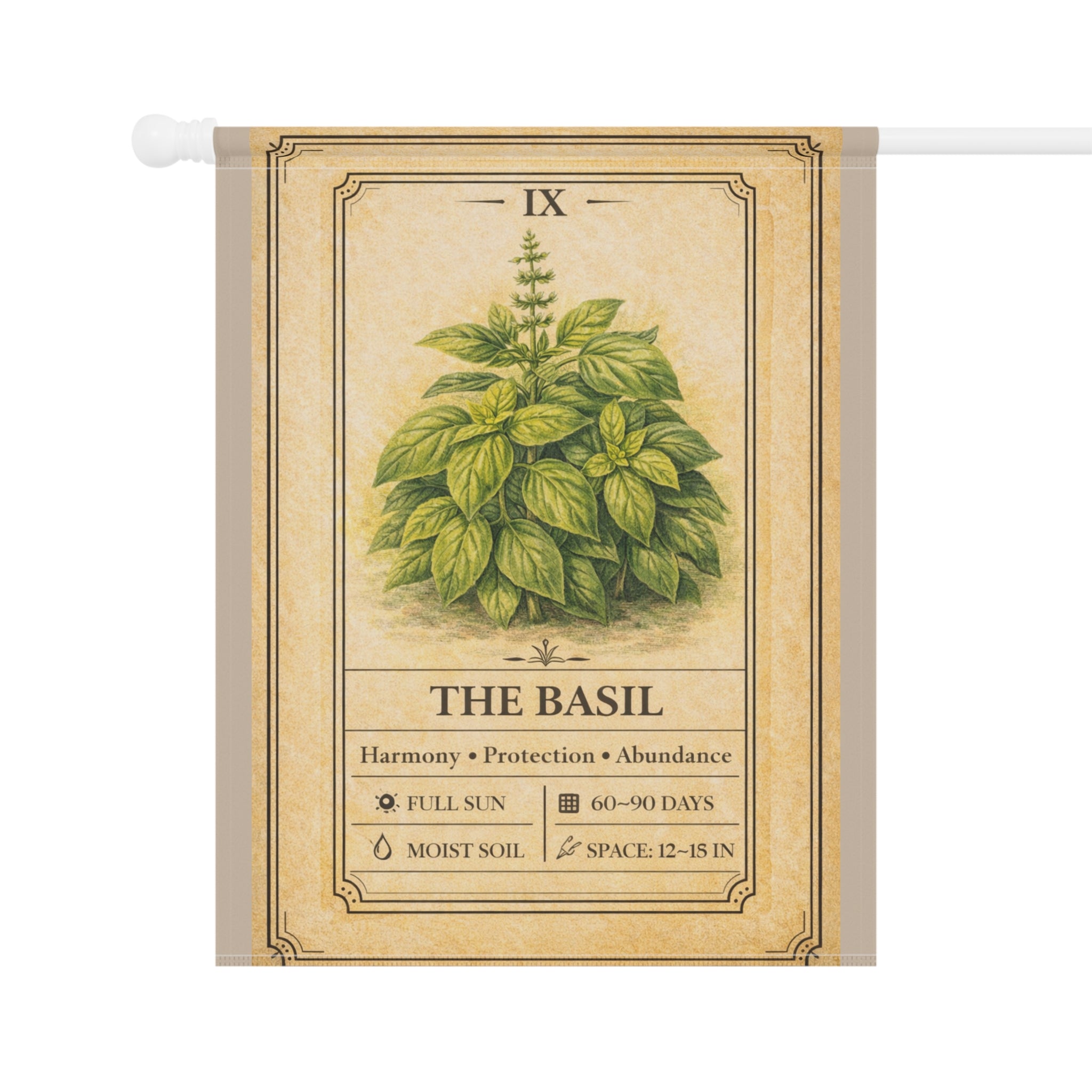 Basil Herb Illustration Garden Flag | Plant Info Banner