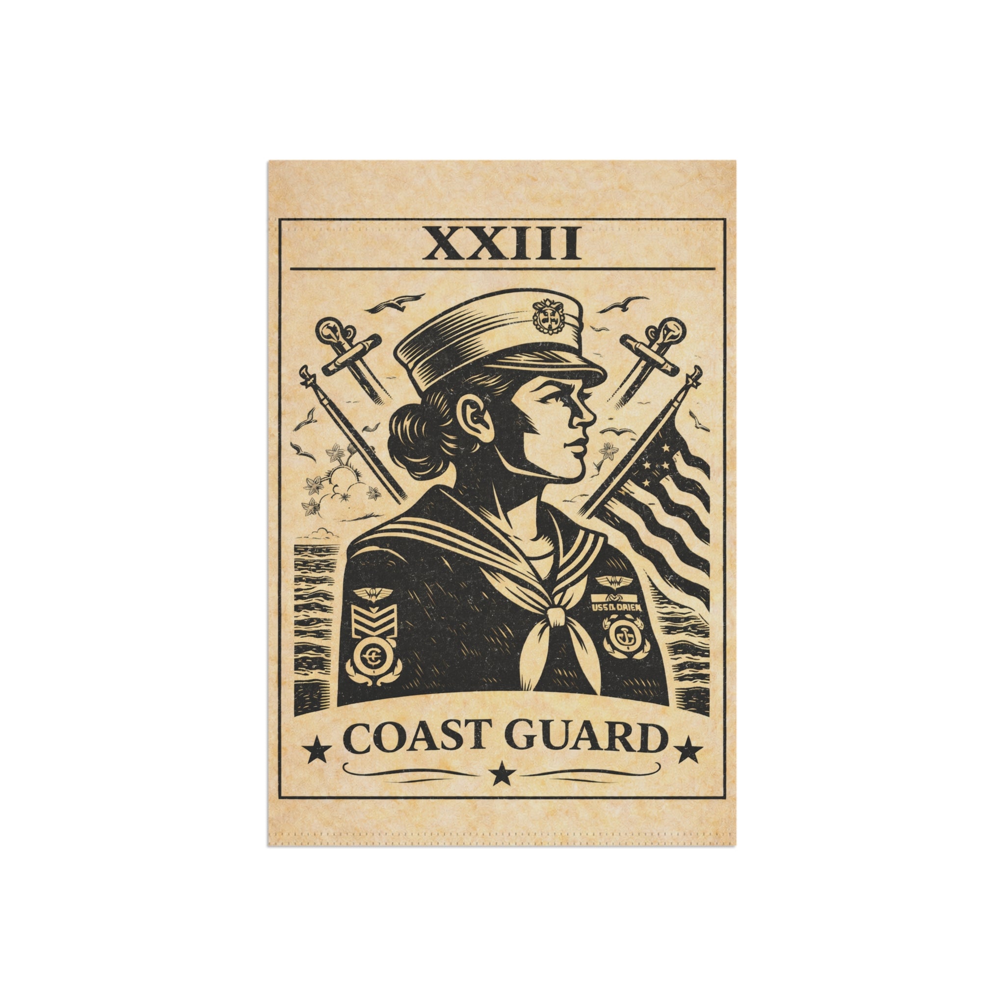 Coast Guard Sailor Illustration Garden & House Banner | Patriotic Nautical Flag