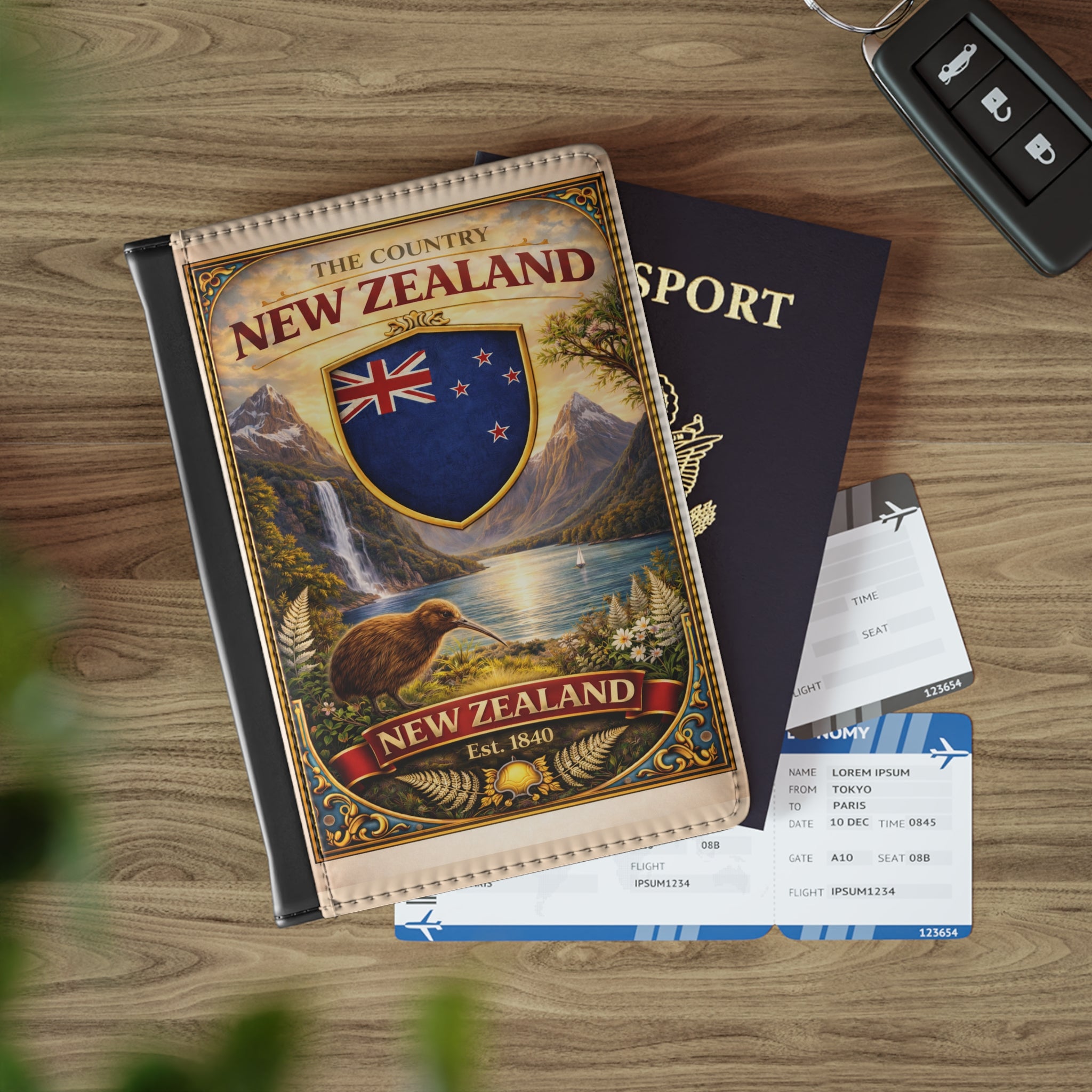 New Zealand Shield Crest Passport Cover | Kiwi Mountain Lake Travel