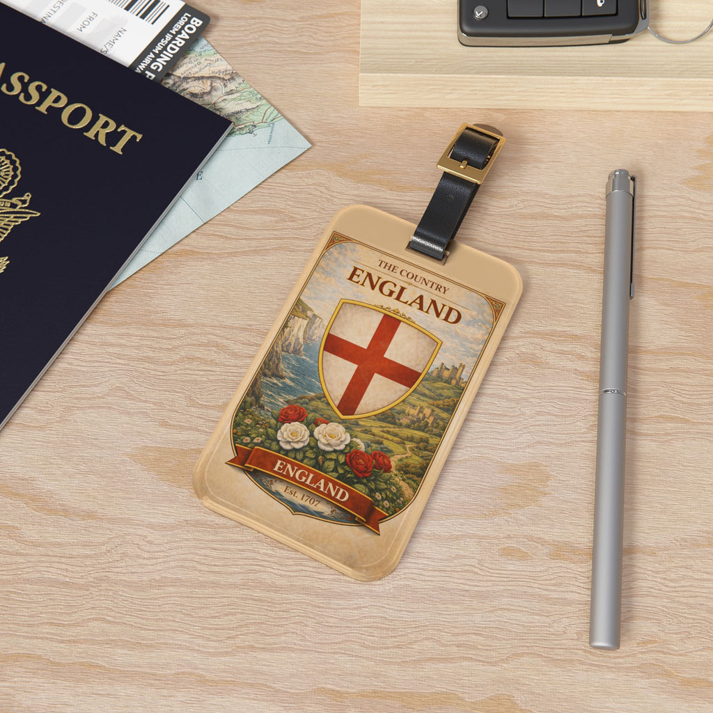 England Shield Crest Luggage Tag | St George Cross Travel ID