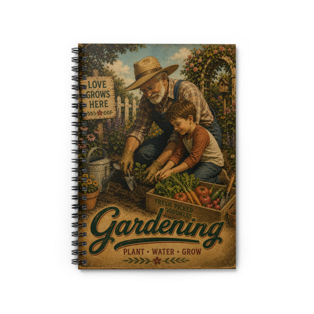 Gardening Grandpa and Child Spiral Notebook | Ruled Garden Journal