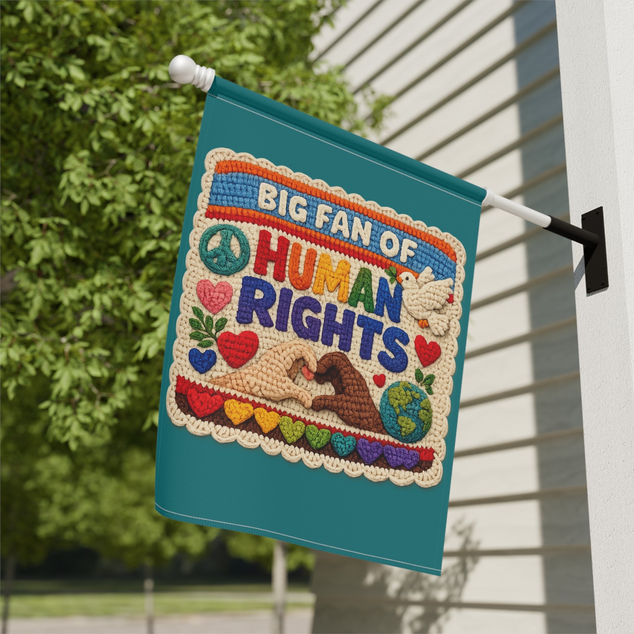 Big Fan of Human Rights Garden Flag | House Banner, Pride Peace Design
