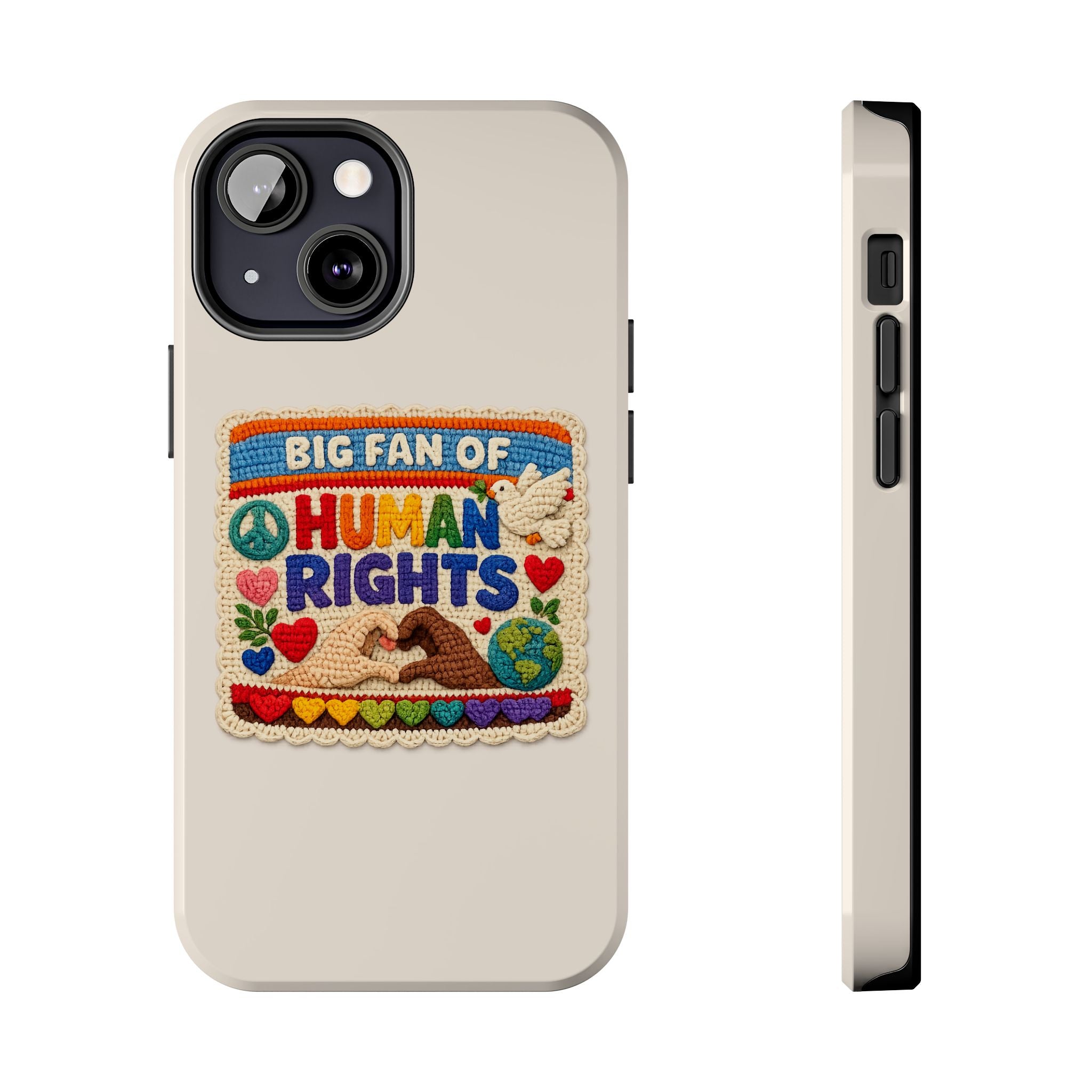 Big Fan of Human Rights Phone Case - Crochet Style Phone Case - Cute Activist Phone Case - Aesthetic Phone Case - Gift for Her