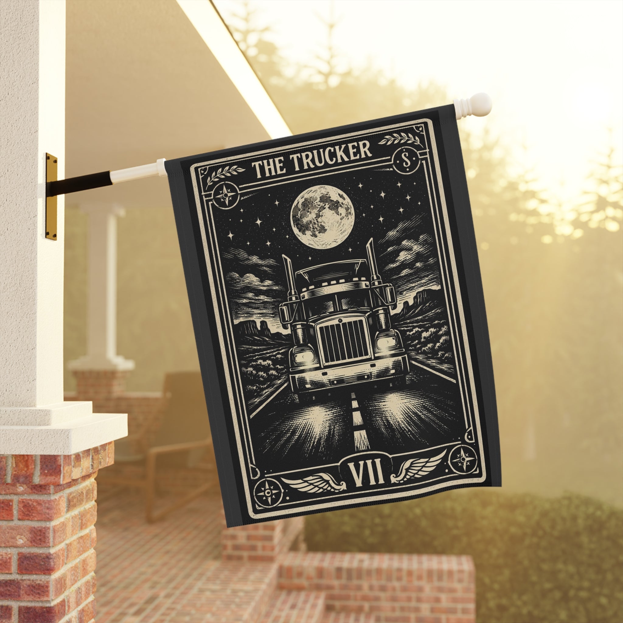 The Trucker Tarot-style Semi Truck Garden Banner | House Flag