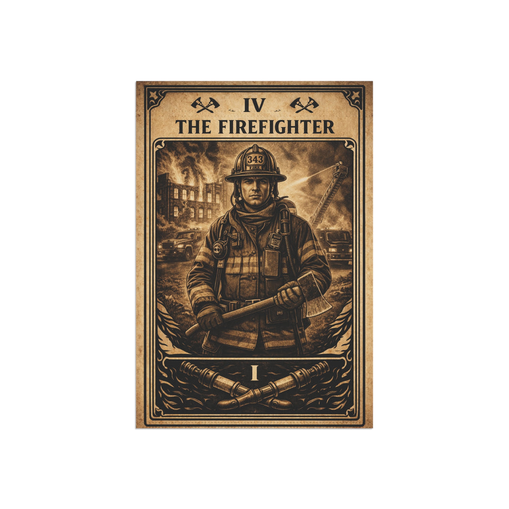 The Firefighter illustration Garden Flag | Garden Banner, Outdoor Decor