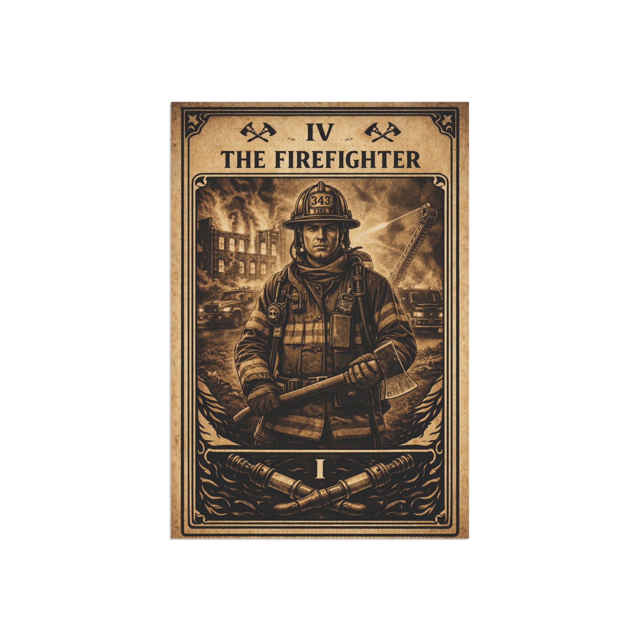 The Firefighter illustration Garden Flag | Garden Banner, Outdoor Decor
