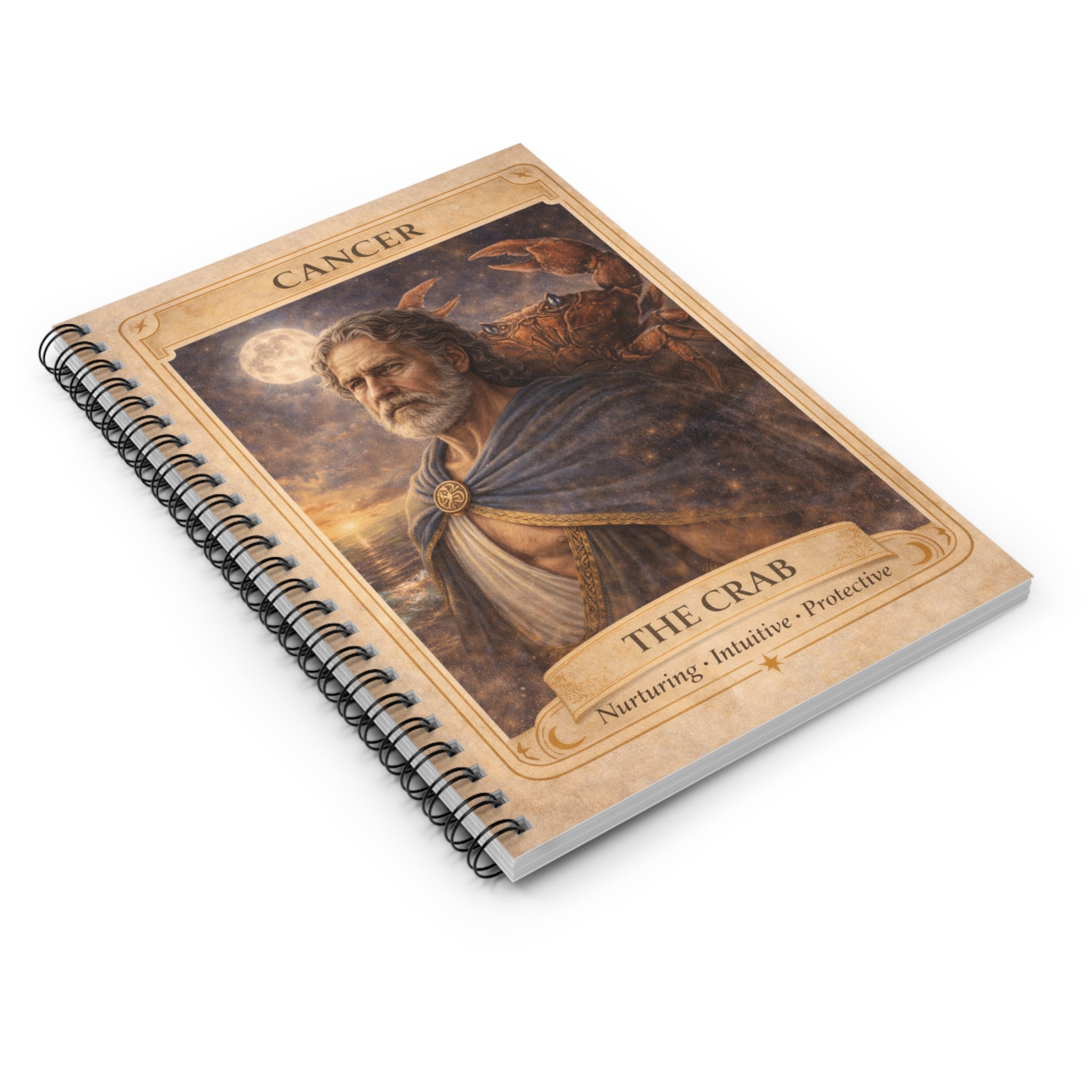 Cancer Zodiac Spiral Notebook — "The Crab" Ruled Journal (Nurturing, Intuitive, Protective)