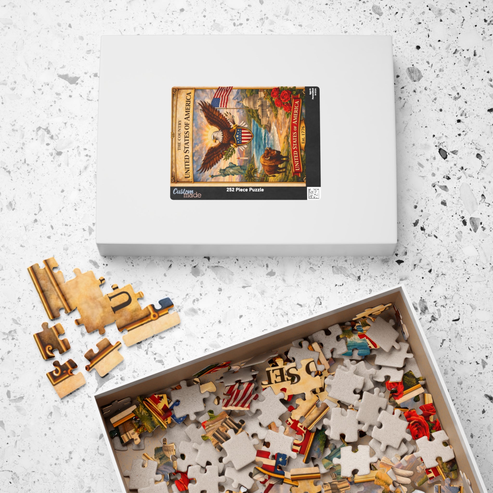Patriotic Eagle & Landmarks Puzzle | United States of America 520 Piece