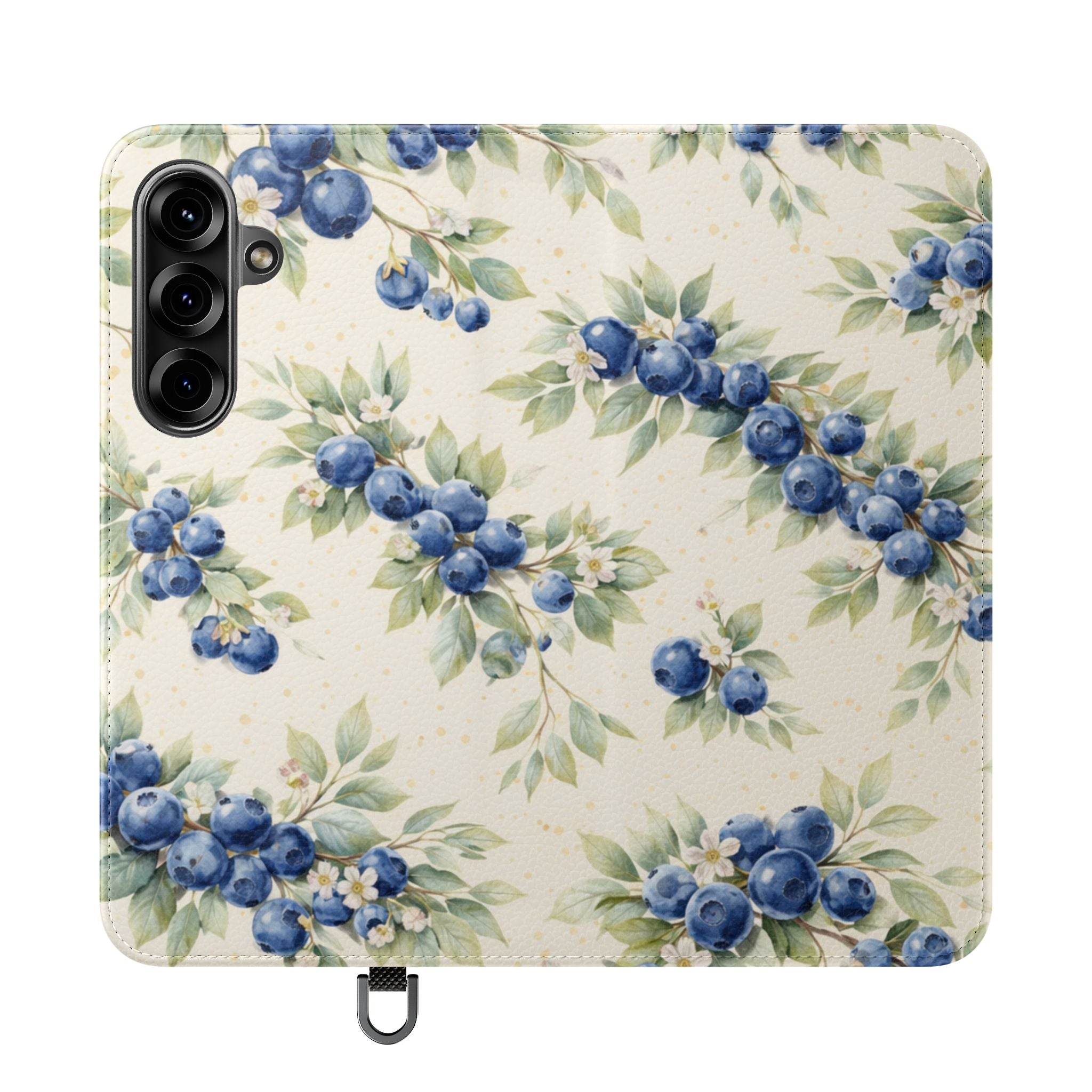 Blueberry Watercolor Pattern Flip Case | Phone Wallet, Card Slots