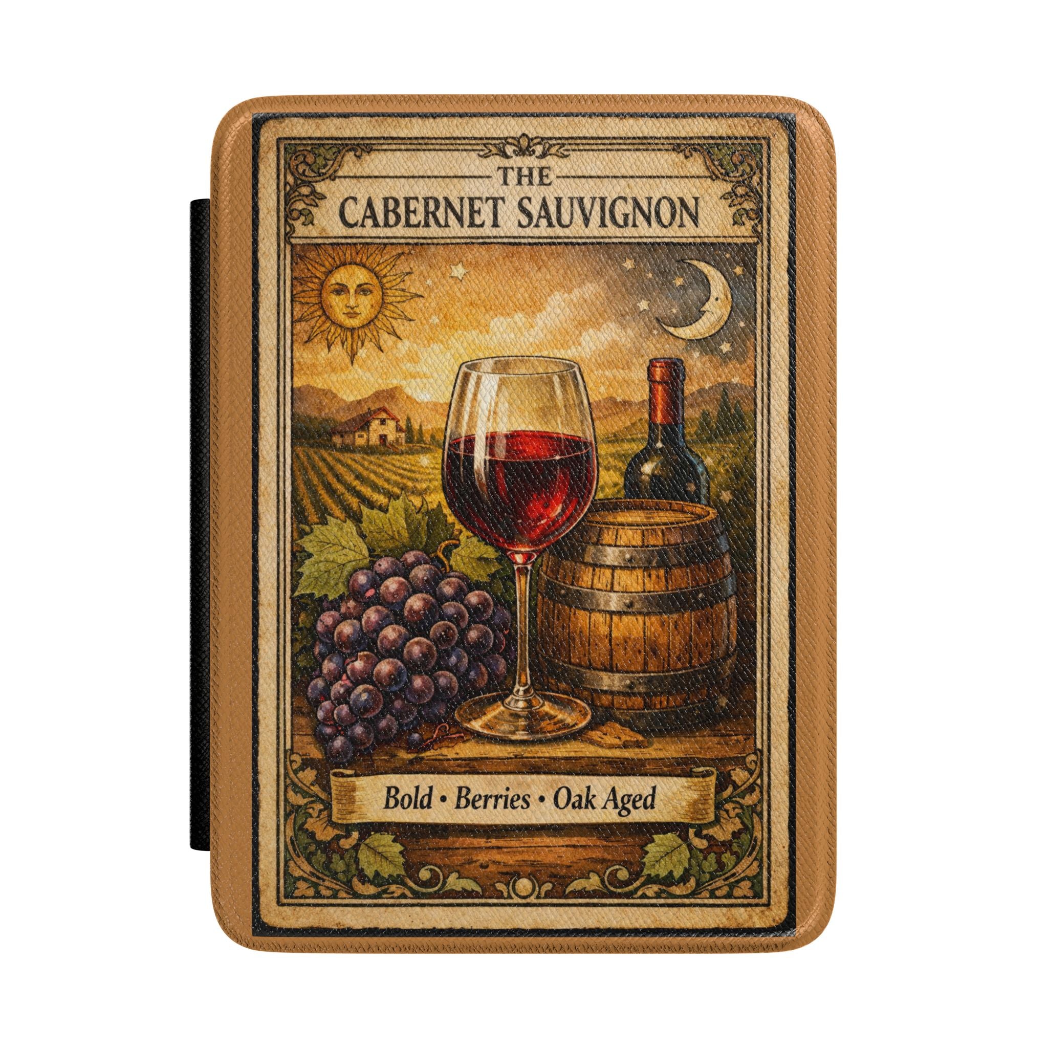 Cabernet Sauvignon Wine Art Kindle Case | Vineyard Glass Barrel Grapes