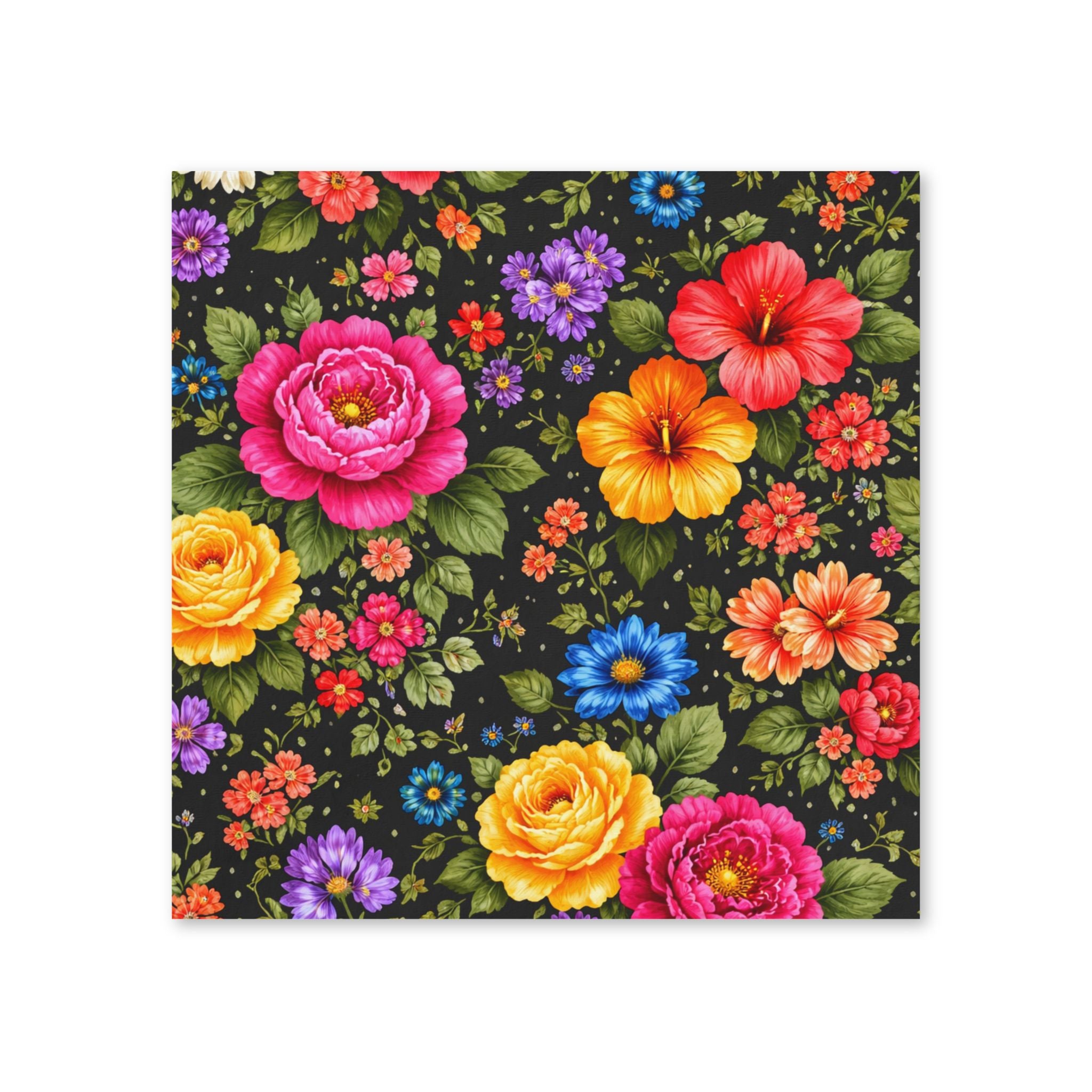 Vibrant Floral Pattern Napkins | Colorful Rose Hibiscus Cocktail Napkins